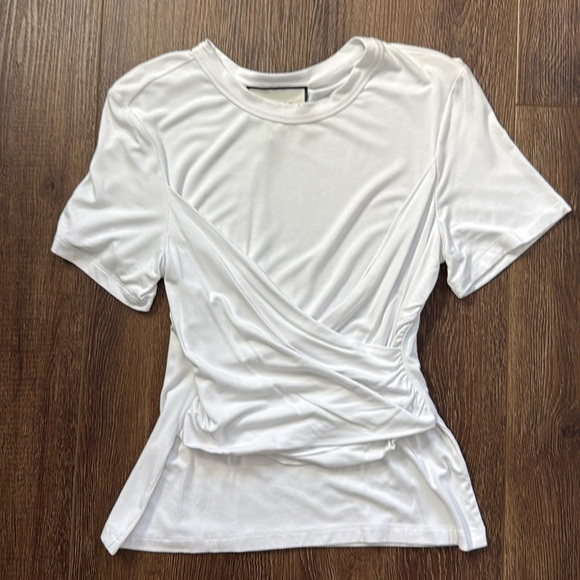 Alexis Soli Peplum Twist Cross T-shirt Tee Top S - Picture 2 of 7